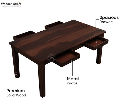 Mcbeth 6 Seater Compact Dining Table With Storage (Walnut Finish)
