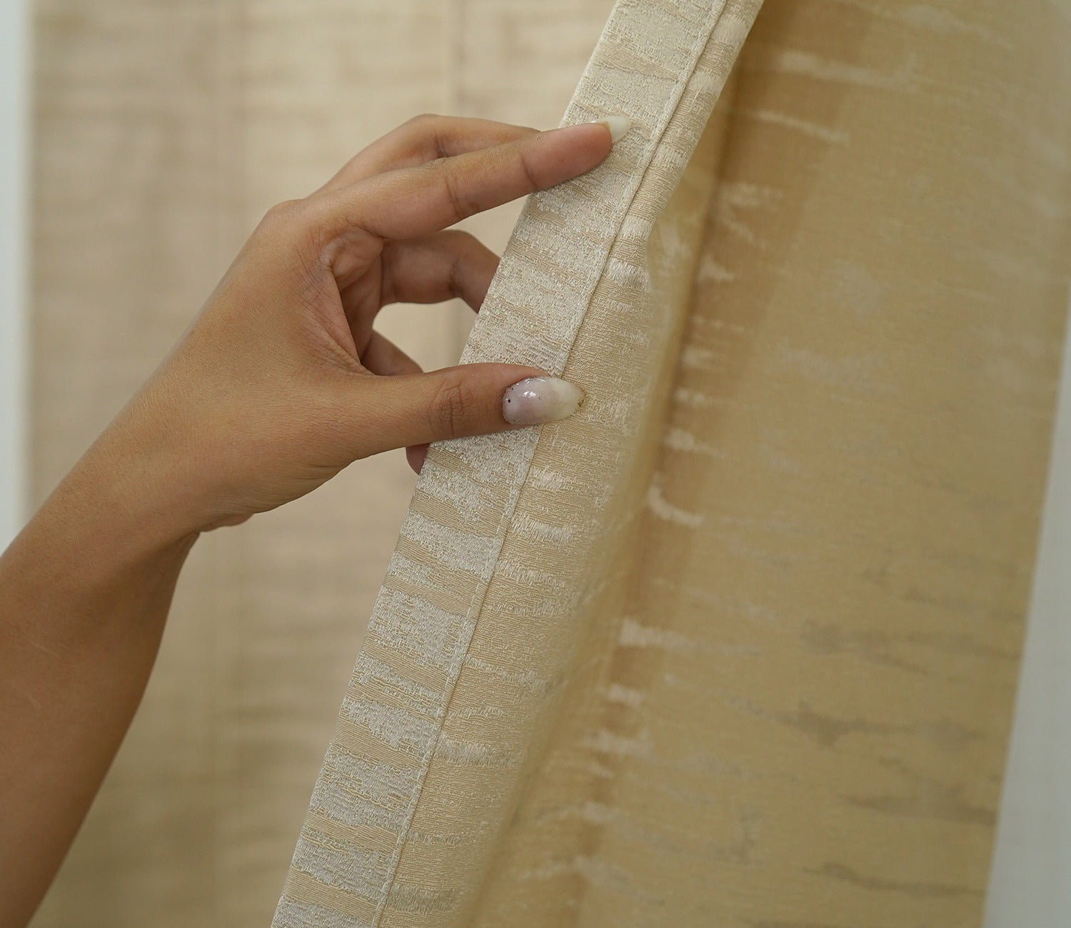 Solid Beige Light-Filtering Door Curtains Set of 2 (Beige, 7 Feet )