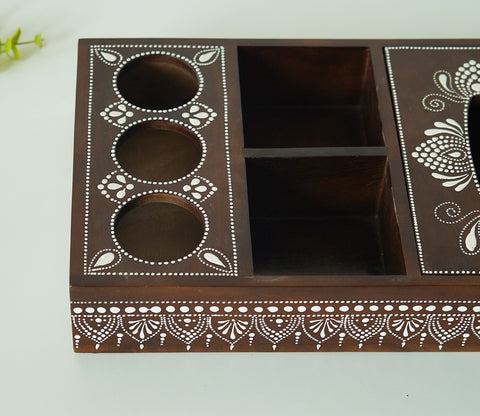 Medhini Hand Painted Solid Wood Multistorage Tray
