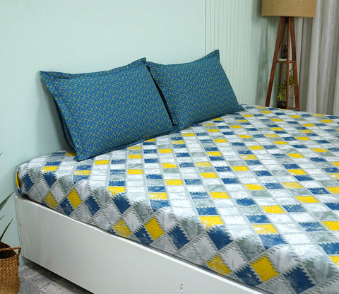 Jasper Celebration Queen Size Bedsheet (Blue)