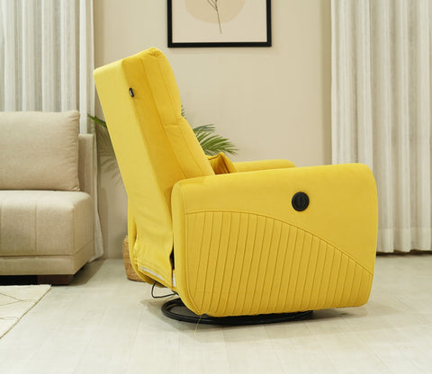 Nivaan Suede Rocking Revolving Motorized Recliner R3 (Yellow)