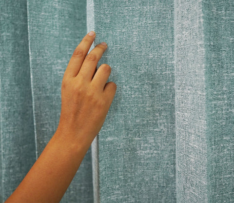 Solid Textured 1 Piece Light-Filtering Curtain (Blue, 7 Feet)