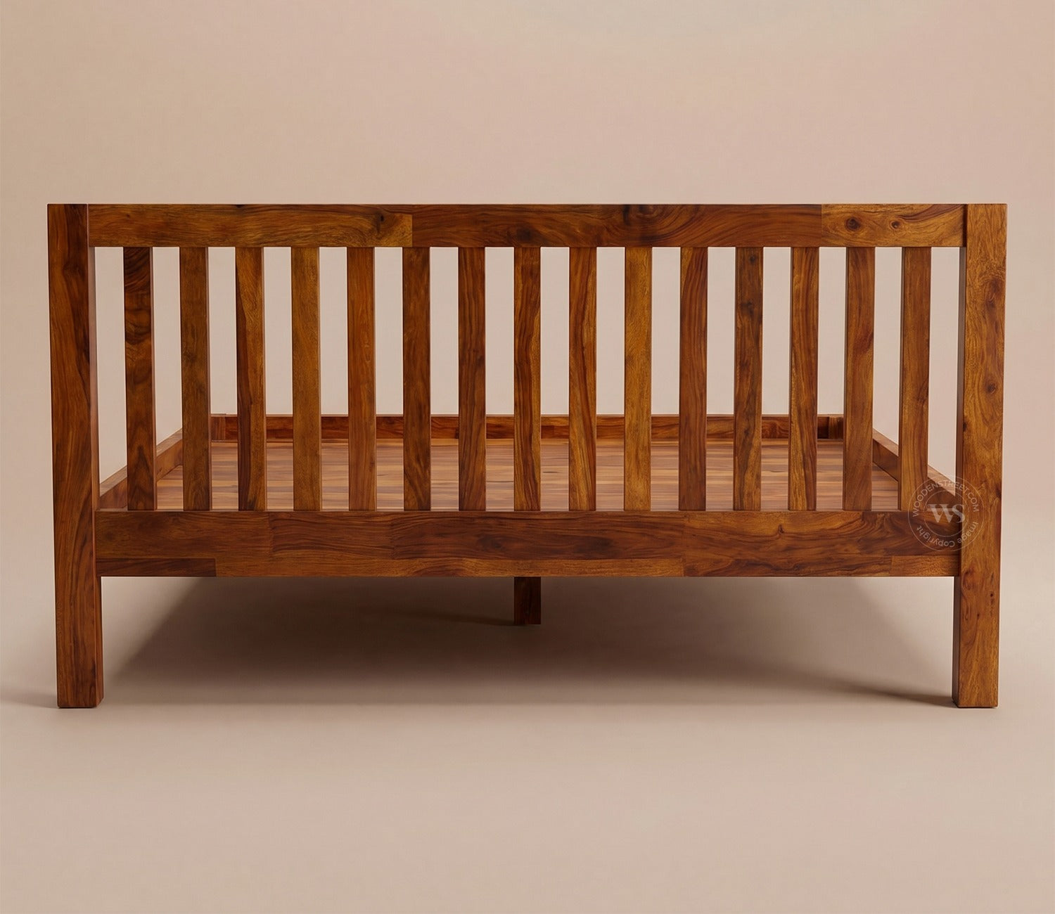 Venice Sheesham Wood Bed without Storage (Queen Size, Honey Finish)