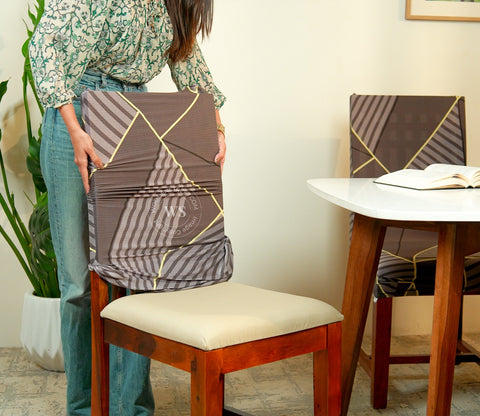Cason Modern Abstract Printed Polyester Spandex 4 Piece Chair Cover (Grey)