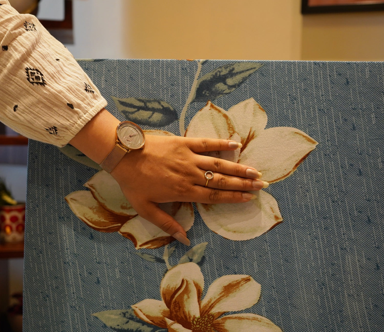 Adina Floral Printed Polyester Spandex 1 Piece Chair Cover