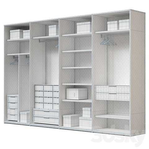Trueliving 5 Cabinet Open Kids wardrobes Laminated Finish & PU Finish with Drawers 8Ft *2Ft *9Ft -2438.4MM X 609MM X 2743.2MM)