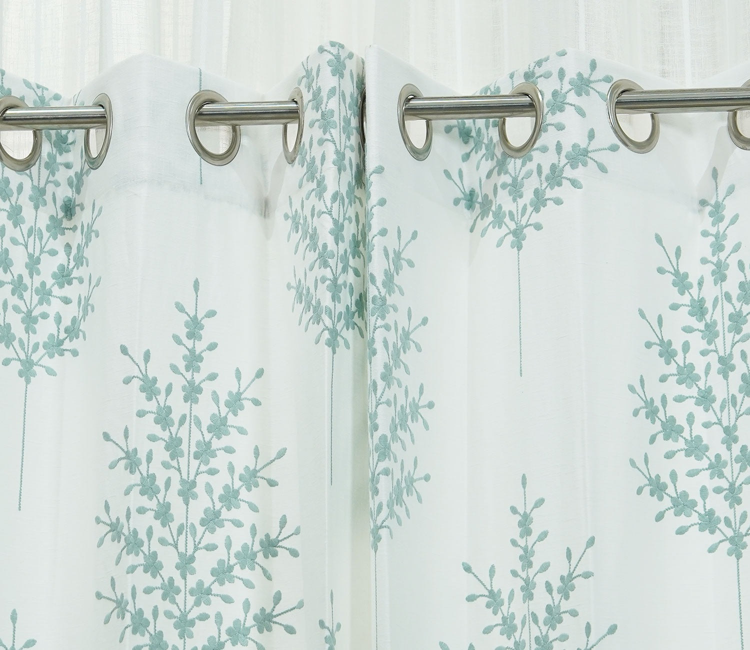 Jacquard Tree 1 Piece Sheer Curtain (Blue, 7 Feet)