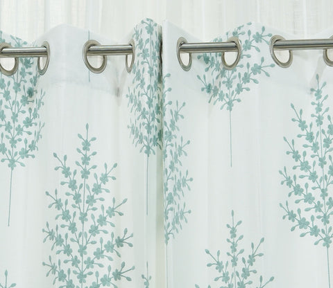 Jacquard Tree 1 Piece Sheer Curtain (Blue, 7 Feet)