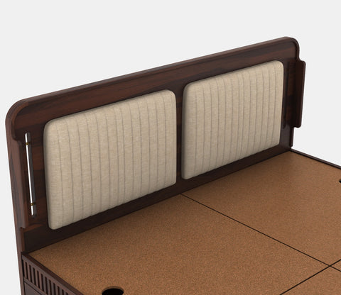 Lotus Premium Sheesham Wood Bed with Drawer Storage (King Size, Walnut Finish)