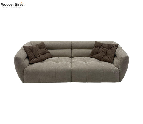 Skava Modern Bubble Tufted Fabric 3 Seater Sofa (Light Beige)
