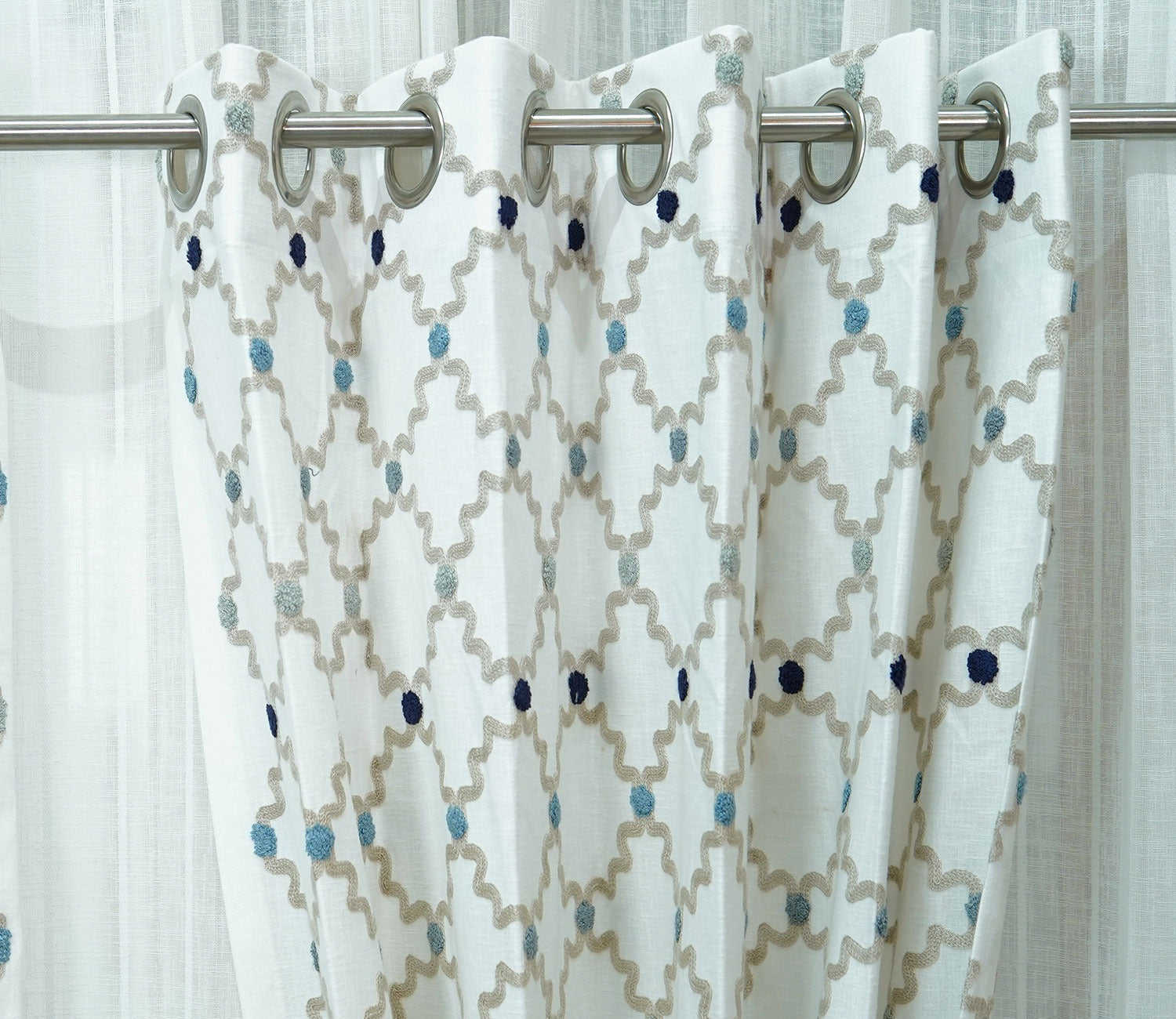 Mesh Door 1 Piece Sheer Curtain (Blue, 7 Feet)