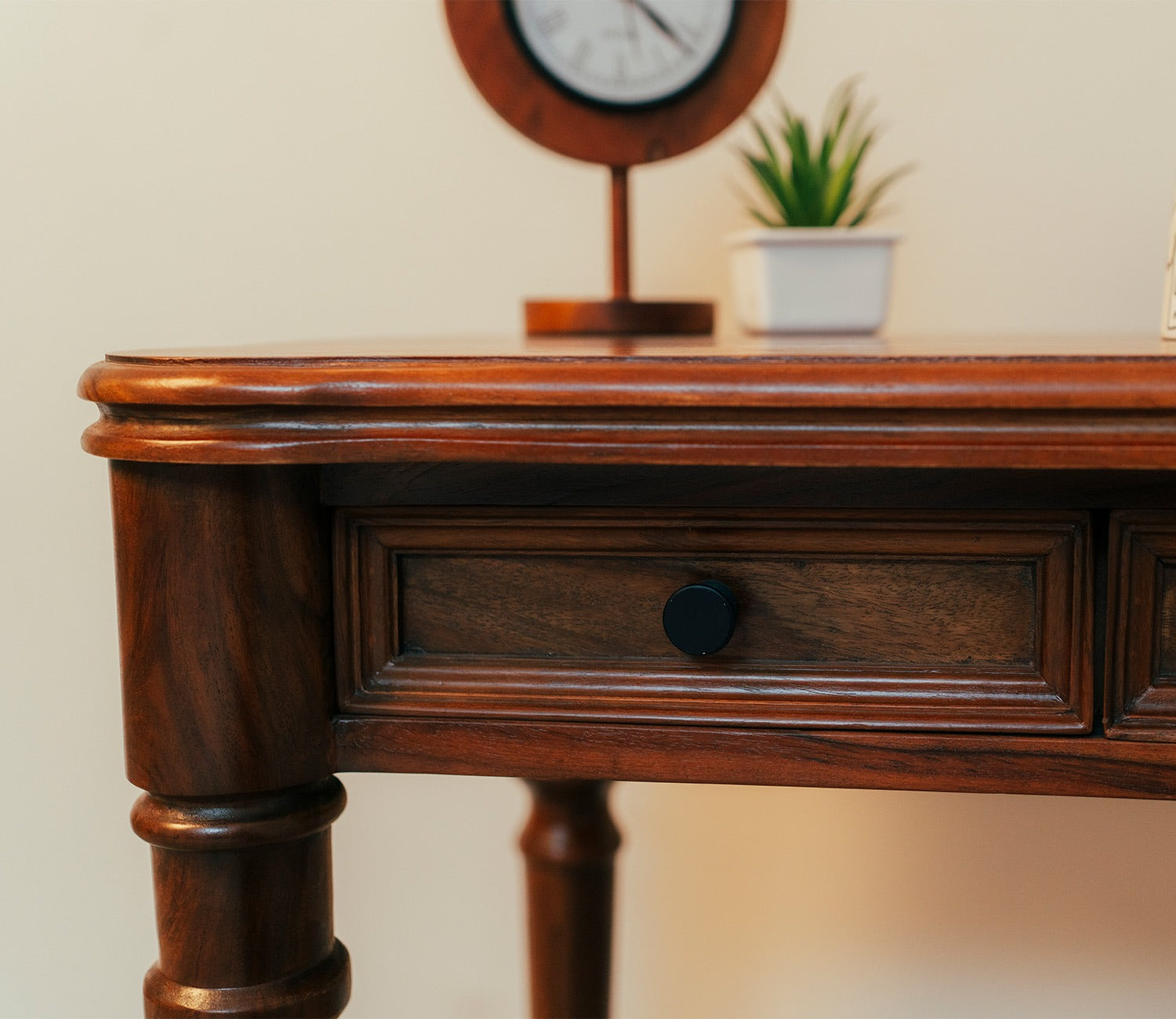 Kennedy Sheesham Wood Study Table with Drawer Storage (Teak Finish)