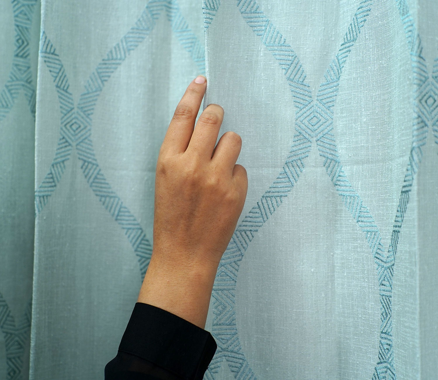 Twisted Sheer Door Curtains Set of 2 (Blue, 7 Feet)