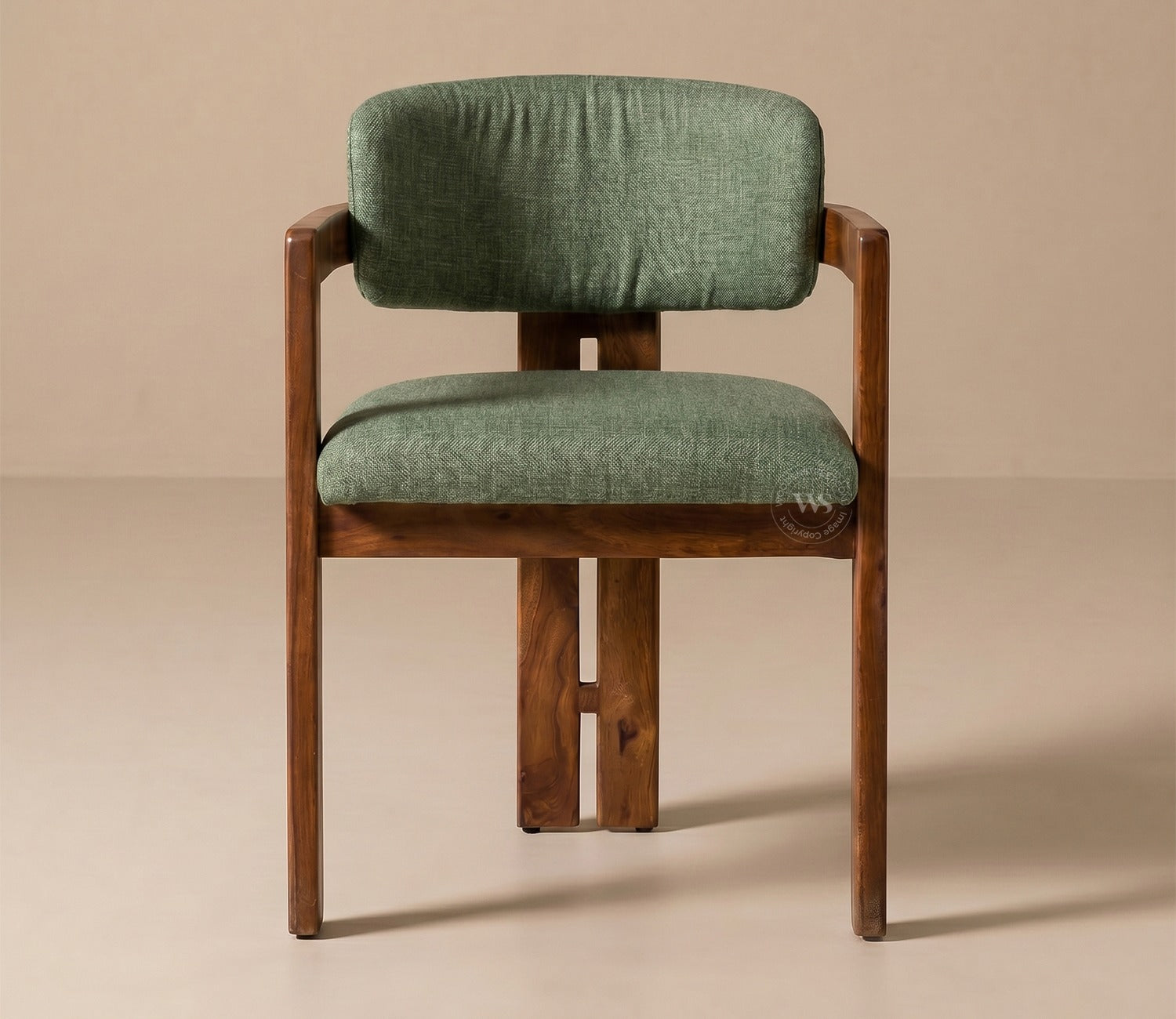 Kaaya Sheesham Wood Arm Chair with Premium Upholstery (Sage Green)
