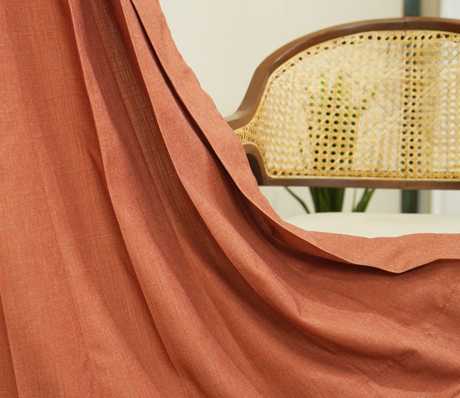 Solid Plain 1 Piece Light-Filtering Curtain (Orange, 7 Feet)
