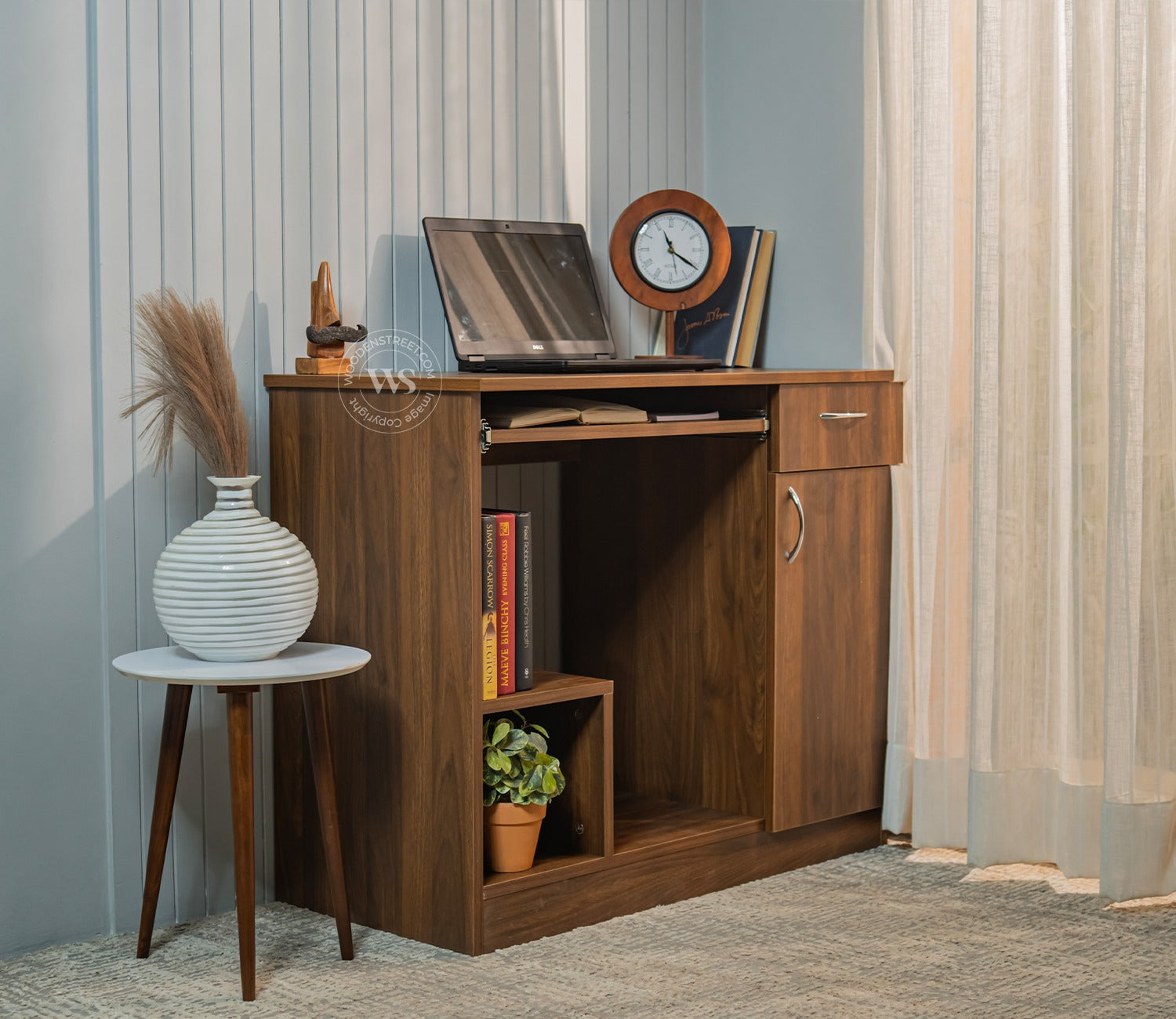 Scholar Engineered Wood Study Table With Sectioned and Sliding Storage (Columbian Walnut Finish)