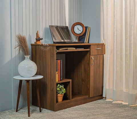 Scholar Engineered Wood Study Table With Sectioned and Sliding Storage (Columbian Walnut Finish)