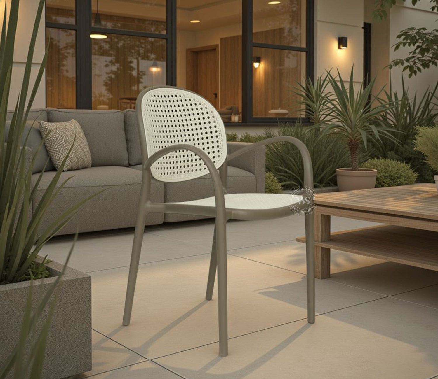 Avelis Premium Outdoor Chair with Rattan-Style Weave & PP Durability (Grey)