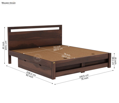 Bacon Bed With Storage (King Size, Walnut Finish)