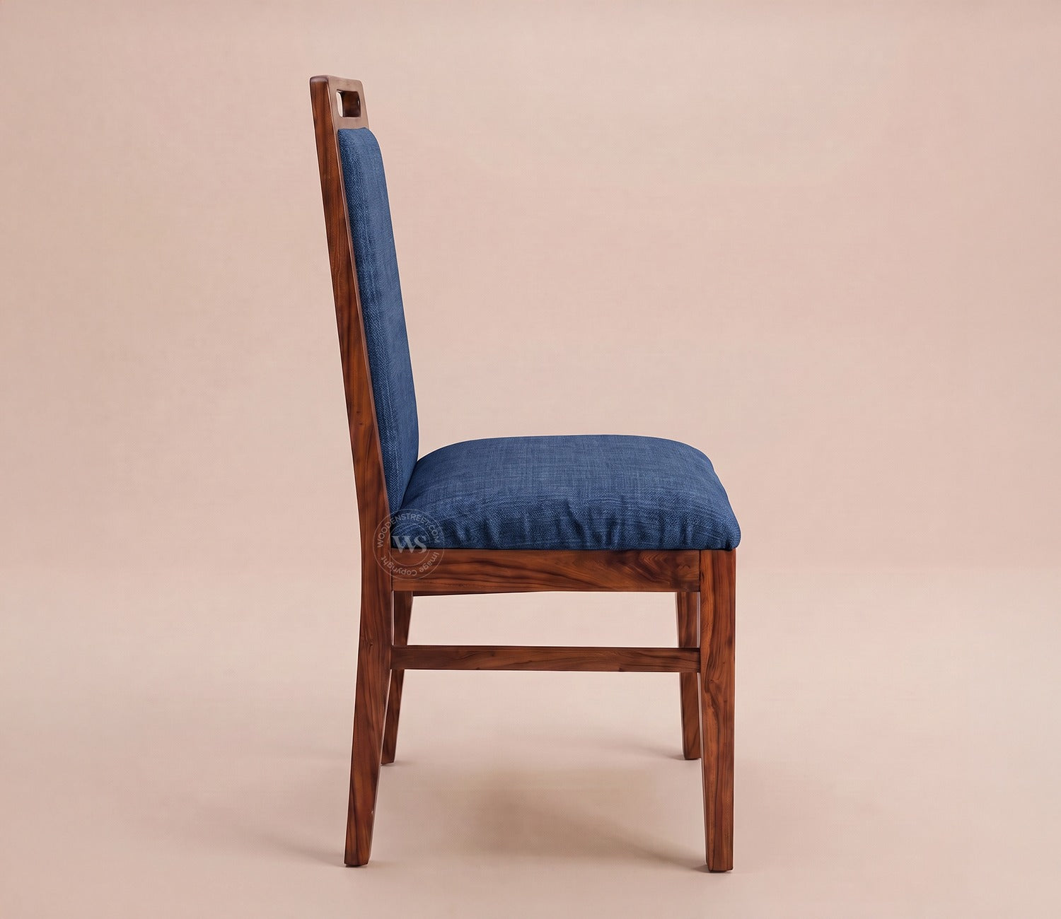 Hazel Sheesham Wood Premium Cotton Cushioned Dining Chair - Set of 2 (Cotton, Honey Iris Blue)