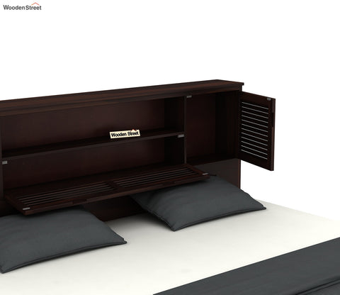 Ferguson Sheesham Wood Hydraulic Bed With Storage (King Size, Walnut Finish)