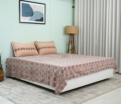 Aztec Moments Queen Size Bedsheet (Brown)