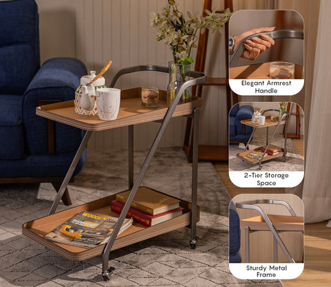Salvador Modern Serving Trolley with Storage Shelves (Brown)
