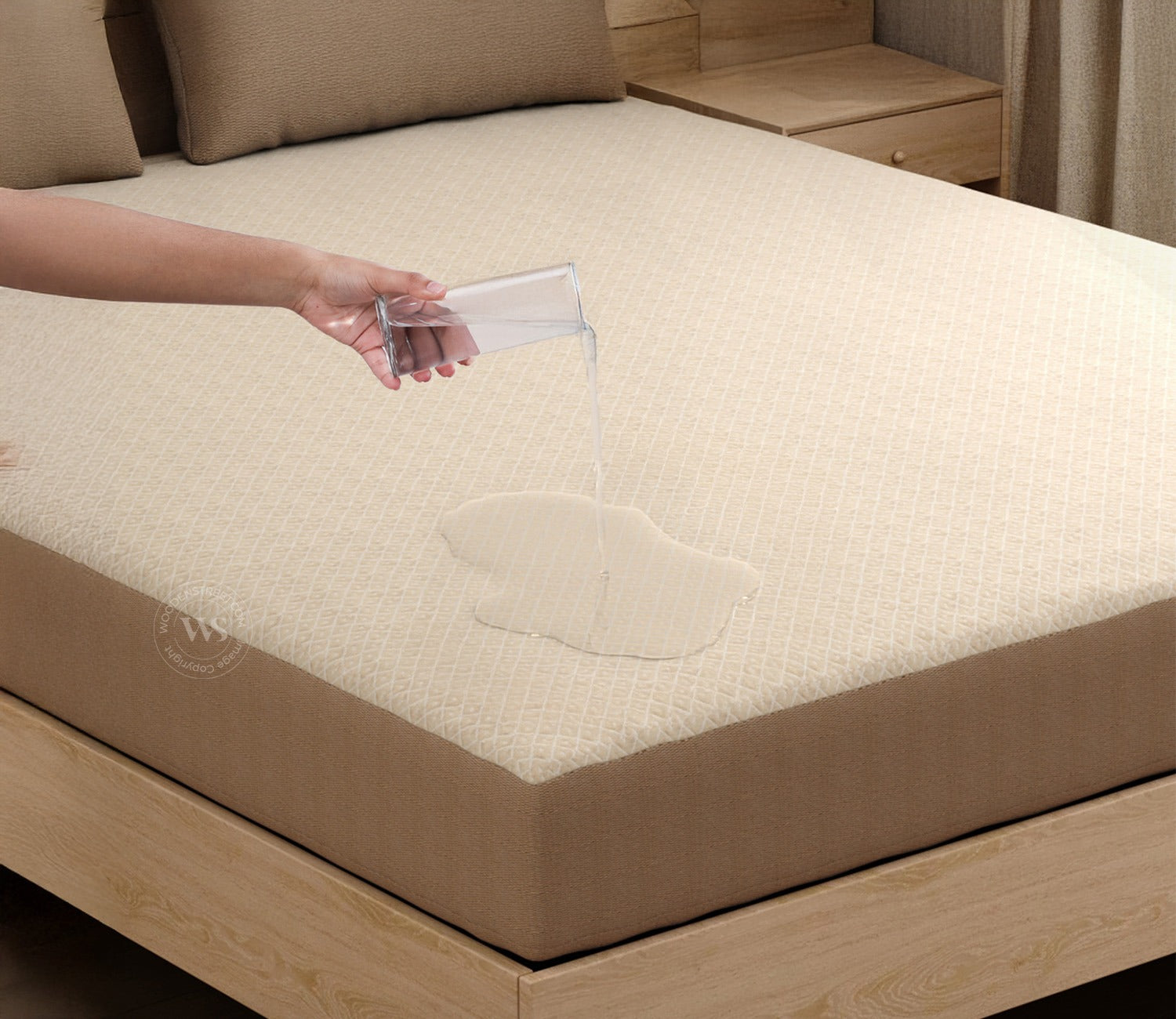 Matrix Ultra Soft Melange Cotton Breathable Hypoallergenic Waterproof Mattress Protector (King Size, Cream, 72 x 72 Inches)