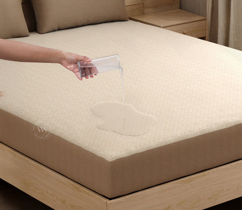 Matrix Ultra Soft Melange Cotton Breathable Hypoallergenic Waterproof Mattress Protector (King Size, Cream, 72 x 72 Inches)