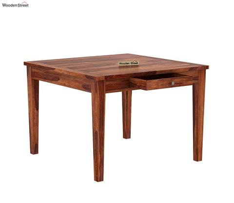 Mcbeth 4 Seater Dining Table With Storage (Honey Finish)