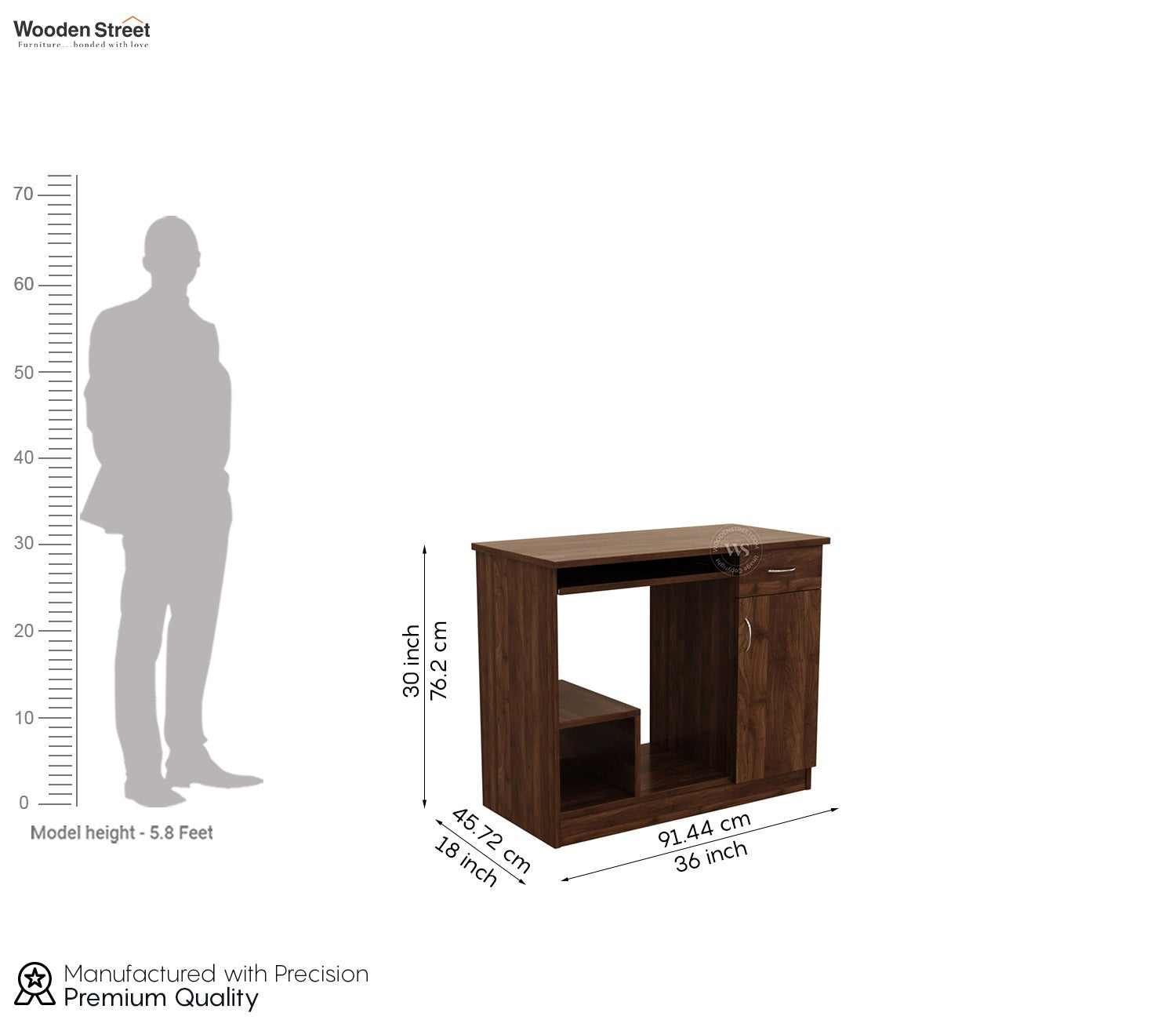 Scholar Engineered Wood Study Table With Sectioned and Sliding Storage (Columbian Walnut Finish)