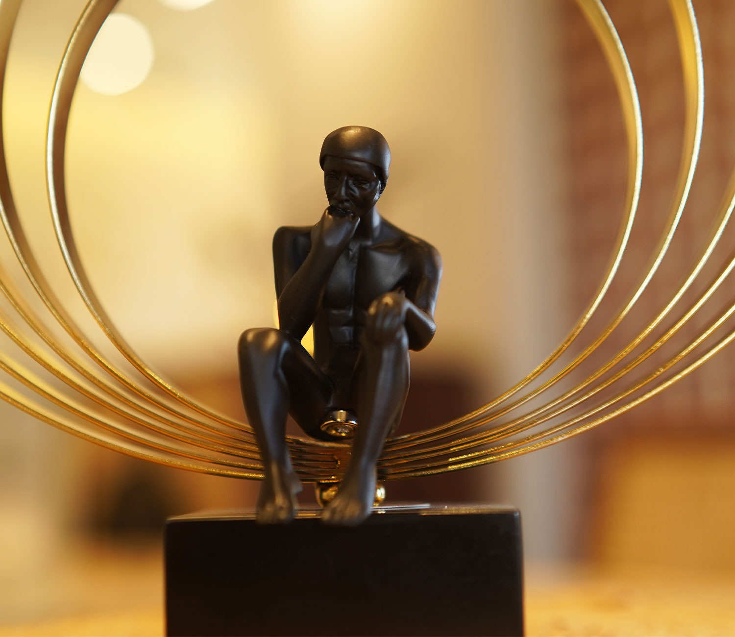 Golory Black Human Table Showpiece
