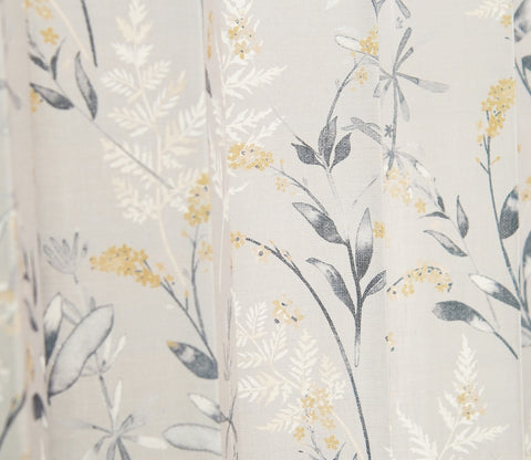Grey Daisy Uplands Floral Print Light-Filtering Door Curtains Set of 2 (Grey, 7 Feet)