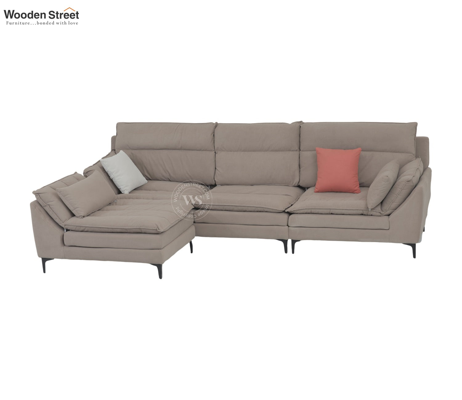 Arnett Premium L shape Fabric Sofa (Brown)