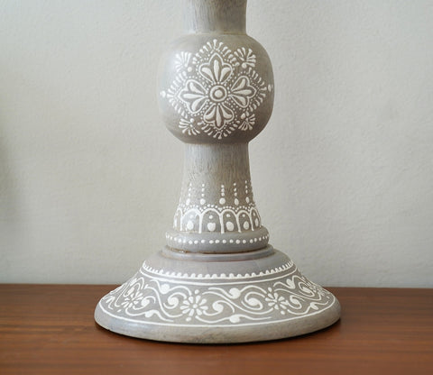Ira Traditional Designer Hand Painted Wooden Pillar Candle Stand
