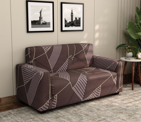 Cason Modern Abstract Printed Polyester Spandex 2 Seater Sofa Cover (Grey)