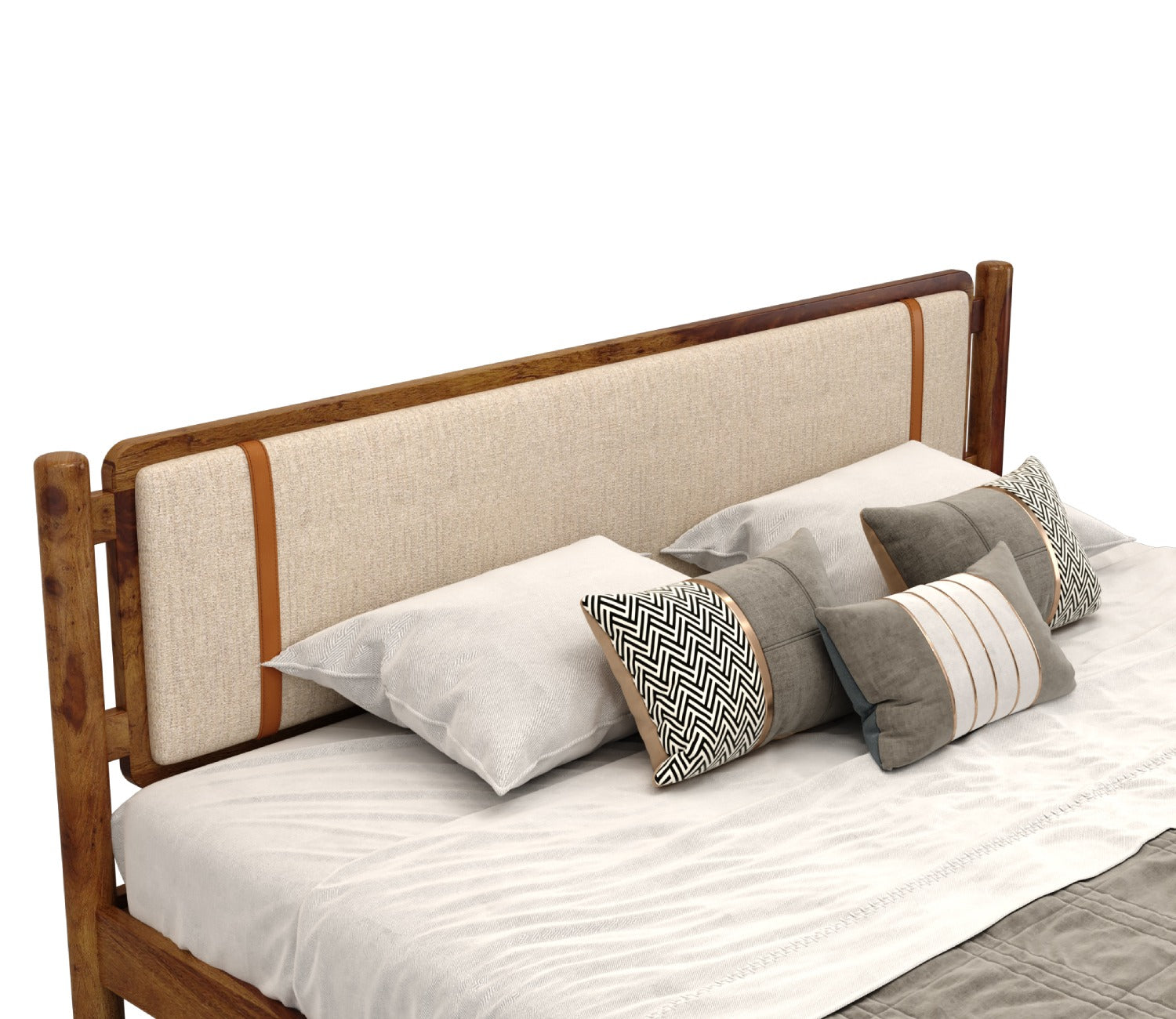 Sarthi Sheesham Wood Bed Without Storage (King Size, Teak Finish)