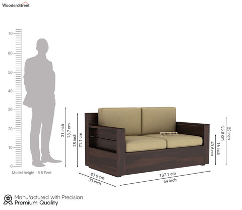 Marriott 2 Seater Wooden Sofa (Walnut Irish Cream)