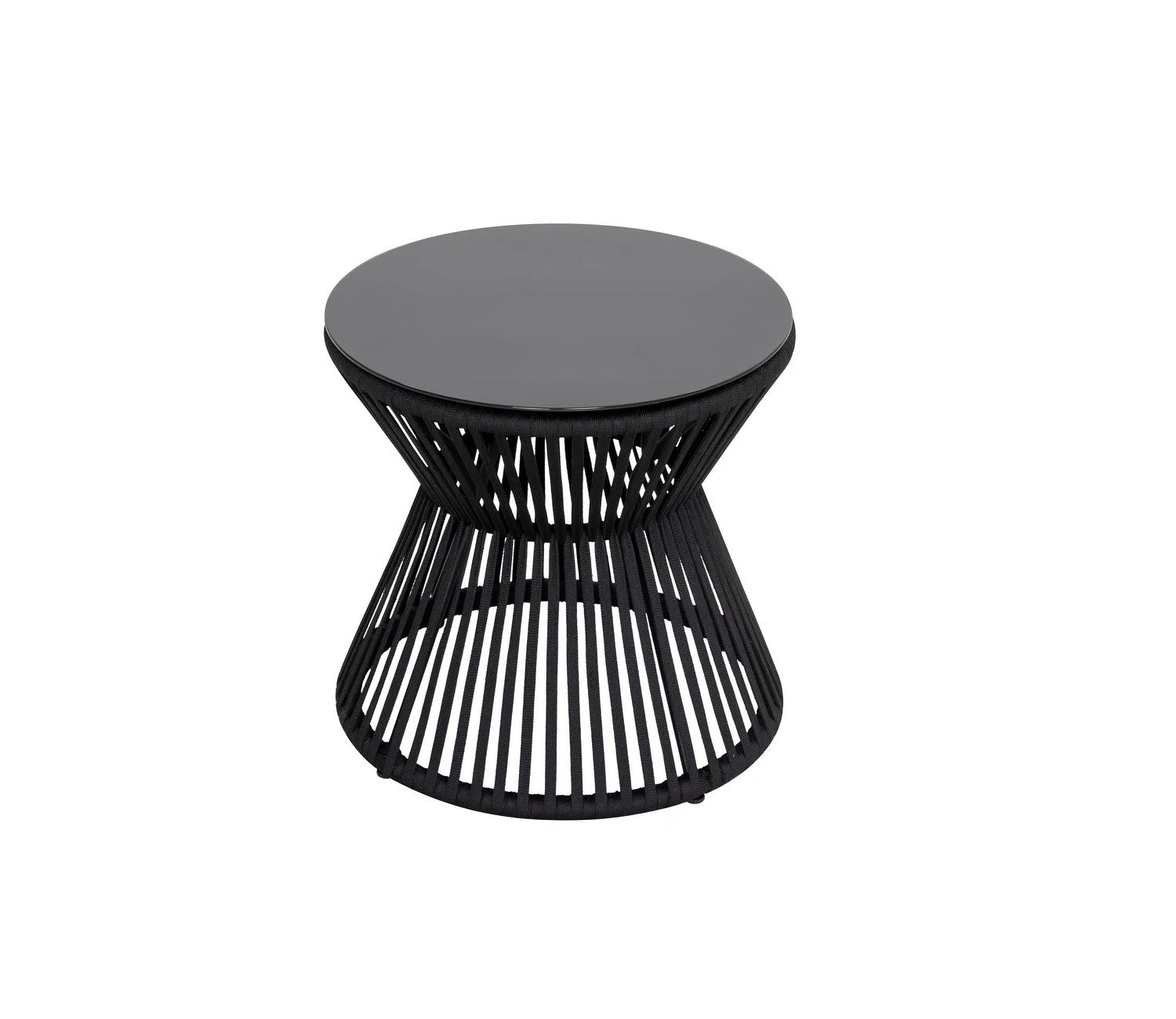 Black Rope 2 Seater With Table And Off-White Cushion Covers