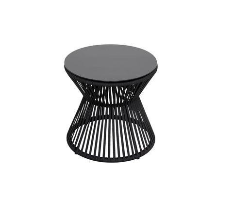 Black Rope 2 Seater With Table And Off-White Cushion Covers