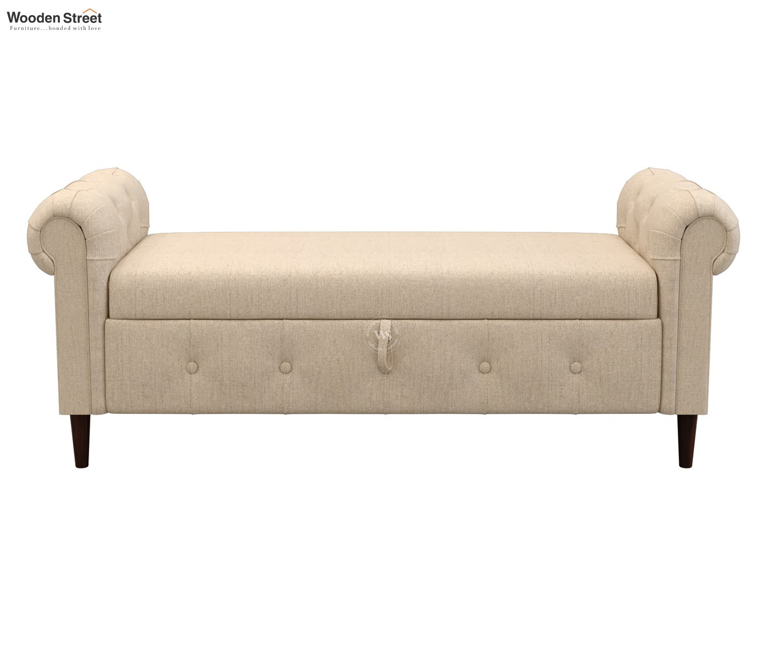 Velo Cushioned Hand Carved Sofa Bench With Hidden Storage (Jade Ivory)