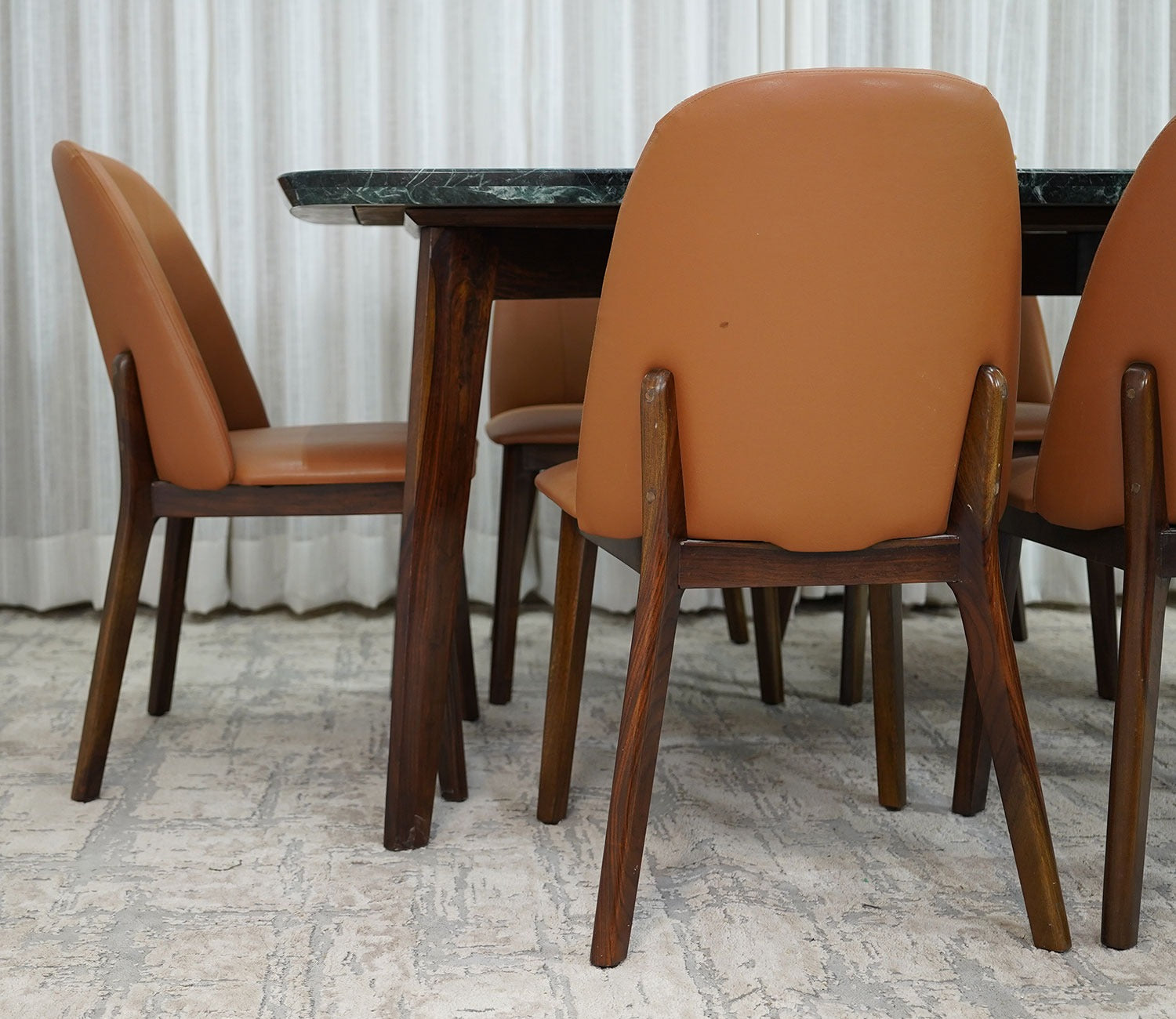 Fressia Fabric Dining Chair (Walnut Finish, Ginger Bread)