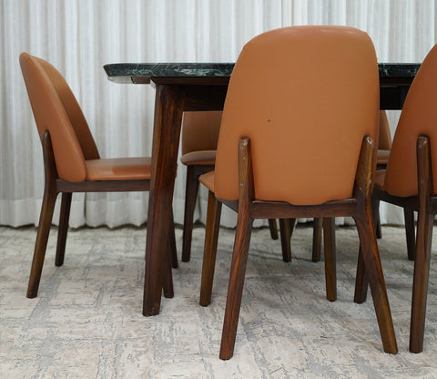 Fressia Fabric Dining Chair (Walnut Finish, Ginger Bread)