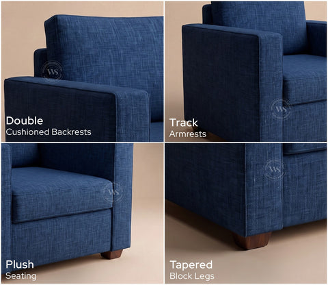 Albus One Seater Fabric Sofa (Cotton, Iris Blue)