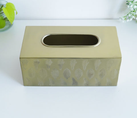 Midori Self Leaf Gold And Black Luster Tissue Box