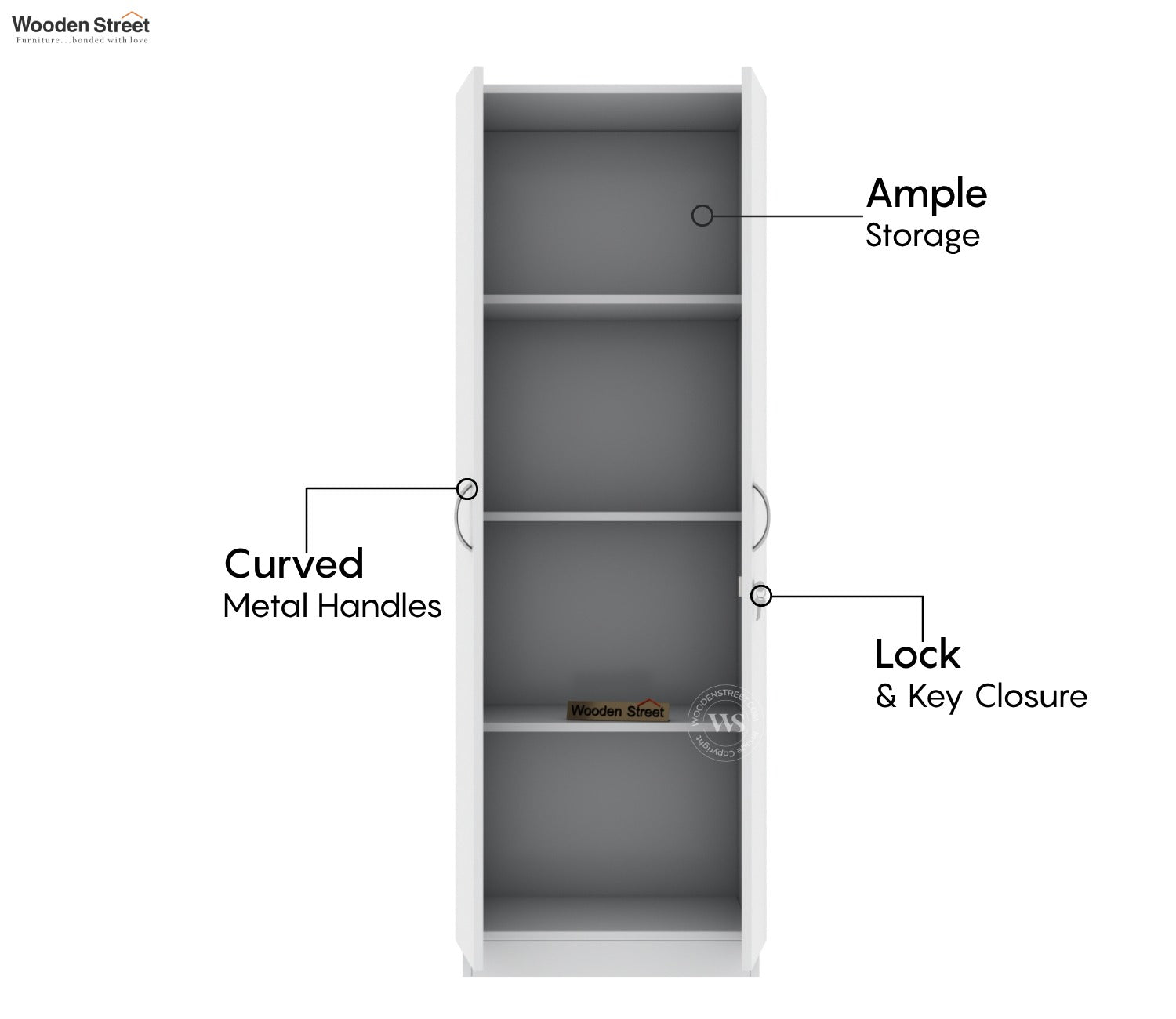 Lillian 2 Door Wardrobe With Mirror (Frosty White Finish)
