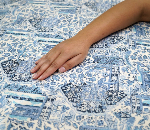 Allure Classic Printed King Size Bedsheet (Blue)