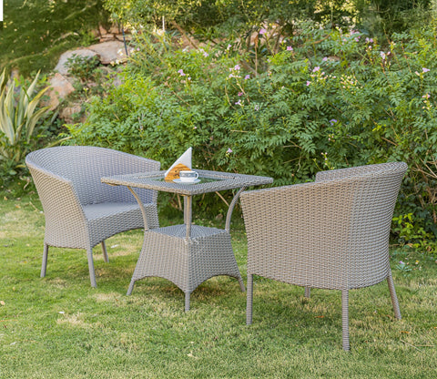 Vatican Wicker Outdoor Garden Chairs -Set of 2 (Golden White)