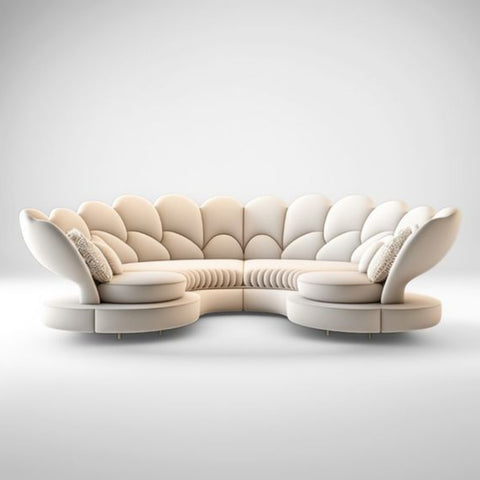 Trueliving Luxurious Light Six Seater Sofa Linen Finish (H 36" x W 80" x D 34")+(H 33" x W 60" x D 35")+(H 30'' x W 31'' x D 30'')