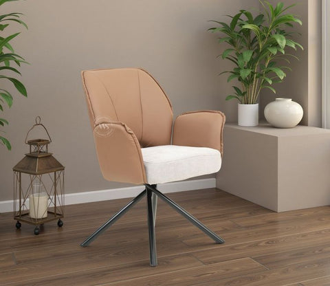 Hokku Versatile Dual-Tone Swivel Chair for Dining & Lounge (Brown)
